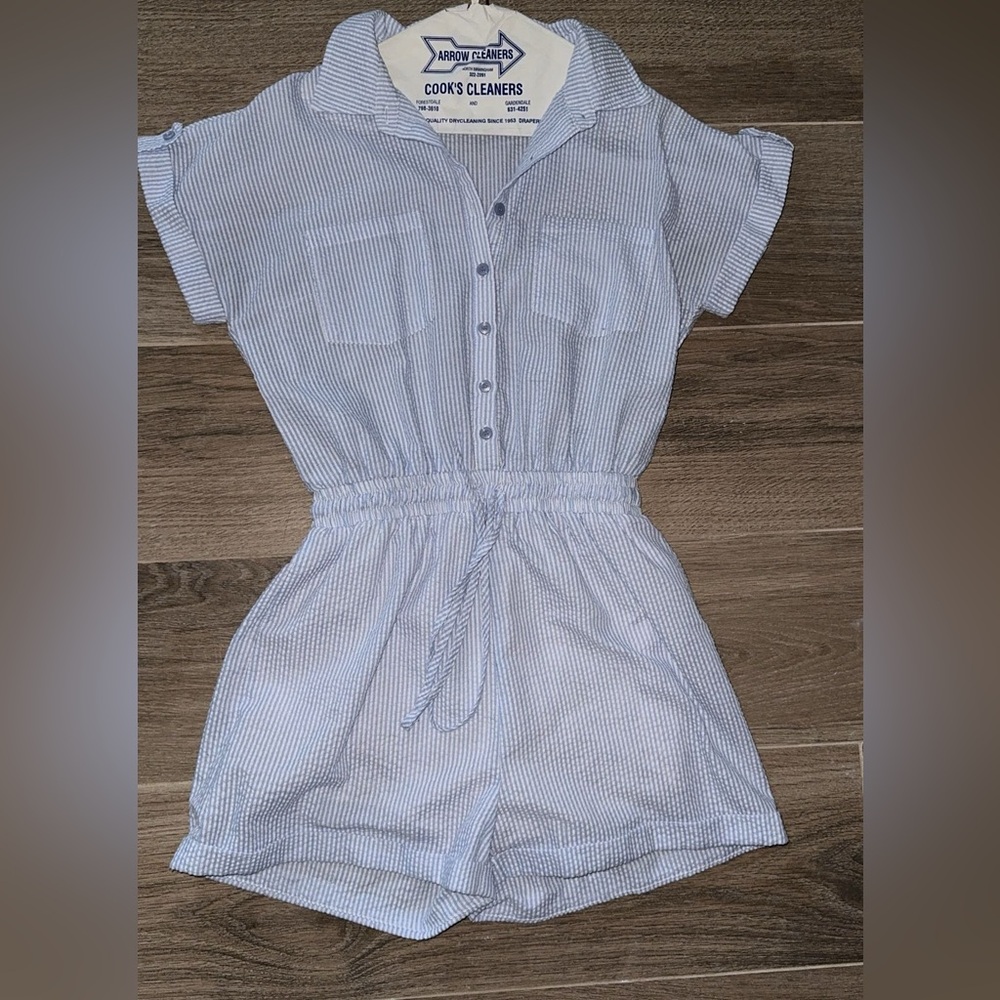 Linen Blue hickory Coastal Romper